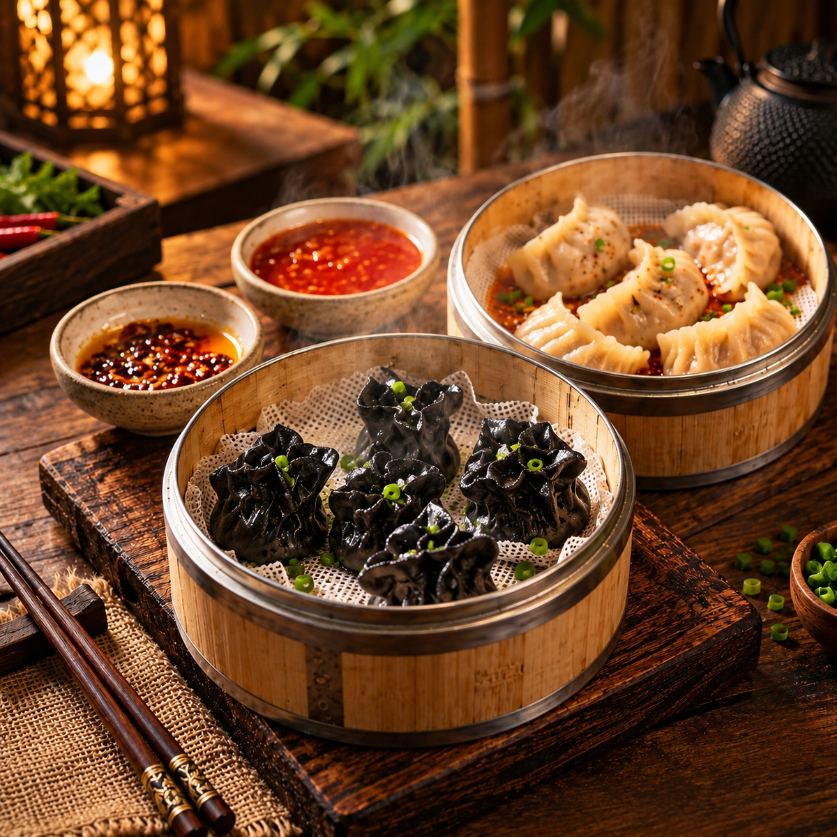 Charcoal Truffle Mushroom Momo