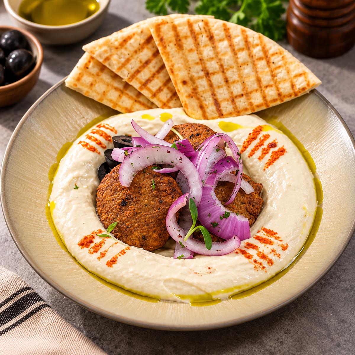Hummus & Chicken Kibbeh